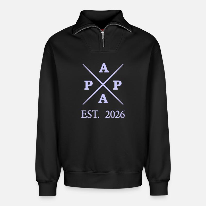 papa_est_2026 - Relaxed Unisex Organic Half Zip Sweatshirt – von SPREAD - Schwarz