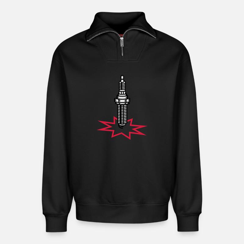 Zündkerze mit Zündfunken - Relaxed Unisex Organic Half Zip Sweatshirt – von SPREAD - Schwarz