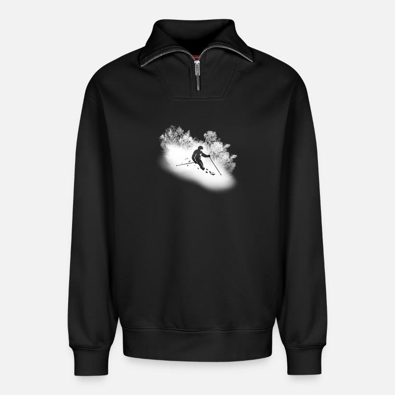 Alpin Ski - Relaxed Unisex Organic Half Zip Sweatshirt – von SPREAD - Schwarz