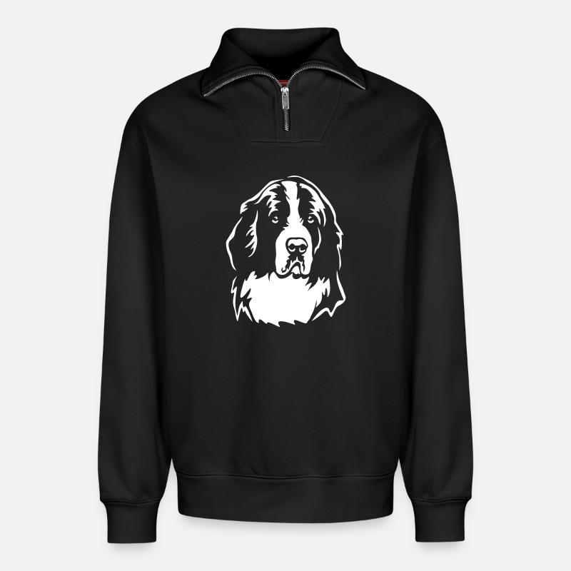 Landseer Kopf "Black Edition" - Relaxed Unisex Organic Half Zip Sweatshirt – von SPREAD - Schwarz