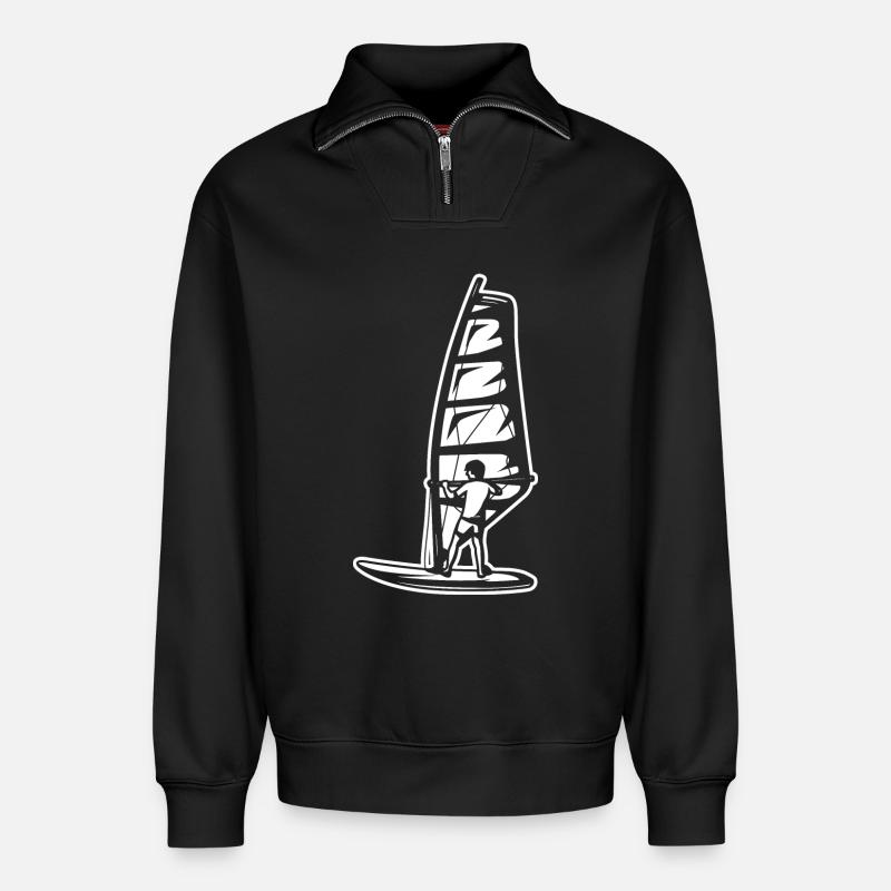 Windsurfer Junge - Relaxed Unisex Organic Half Zip Sweatshirt – von SPREAD - Schwarz