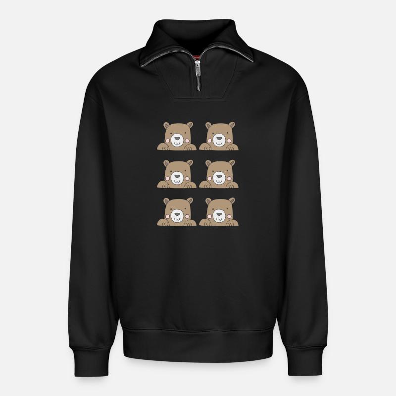 bärenkopf 6fach - Relaxed Unisex Organic Half Zip Sweatshirt – von SPREAD - Schwarz
