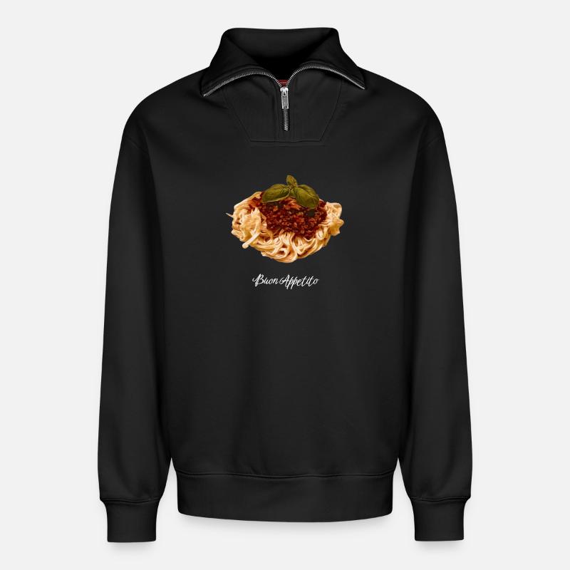 Spaghetti - Relaxed Unisex Organic Half Zip Sweatshirt – von SPREAD - Schwarz