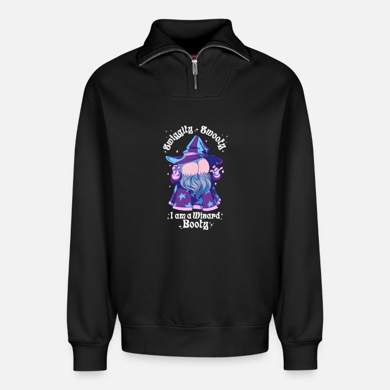 Wizard Booty Butttober - Relaxed Unisex Organic Half Zip Sweatshirt – von SPREAD - Schwarz