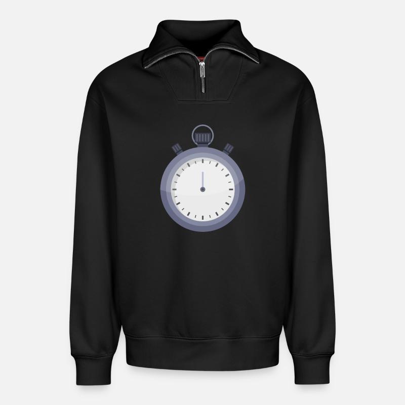 Stoppuhr - Relaxed Unisex Organic Half Zip Sweatshirt – von SPREAD - Schwarz