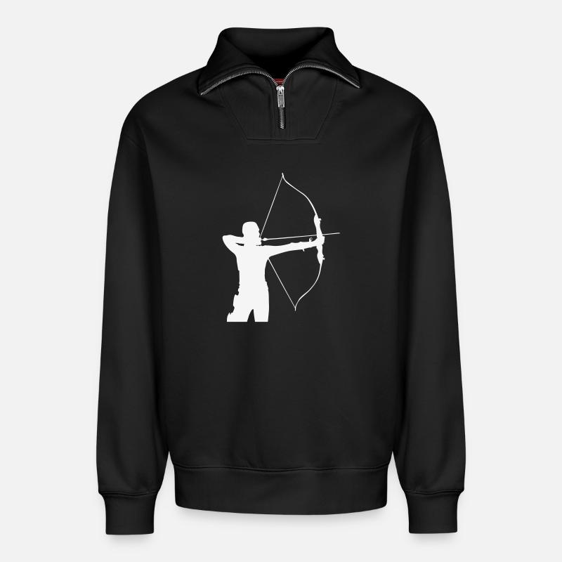 Bogenschütze Silhouette - Relaxed Unisex Organic Half Zip Sweatshirt – von SPREAD - Schwarz