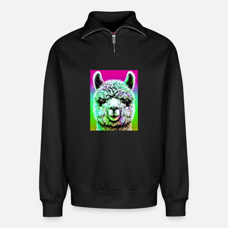 Alpaga - Sweat unisexe décontracté en coton biologique à demi-zip – de SPREAD - noir