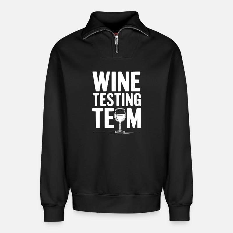 Wine Testing Team - Relaxed Unisex Organic Half Zip Sweatshirt – by SPREAD - black
