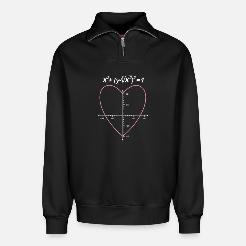 Heart Equation Geometry - Relaxed Unisex Organic Half Zip Sweatshirt – by SPREAD - black