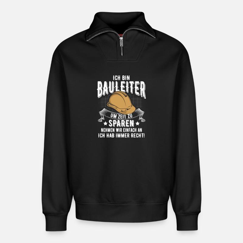 Bauleiter - Relaxed Unisex Organic Half Zip Sweatshirt – von SPREAD - Schwarz
