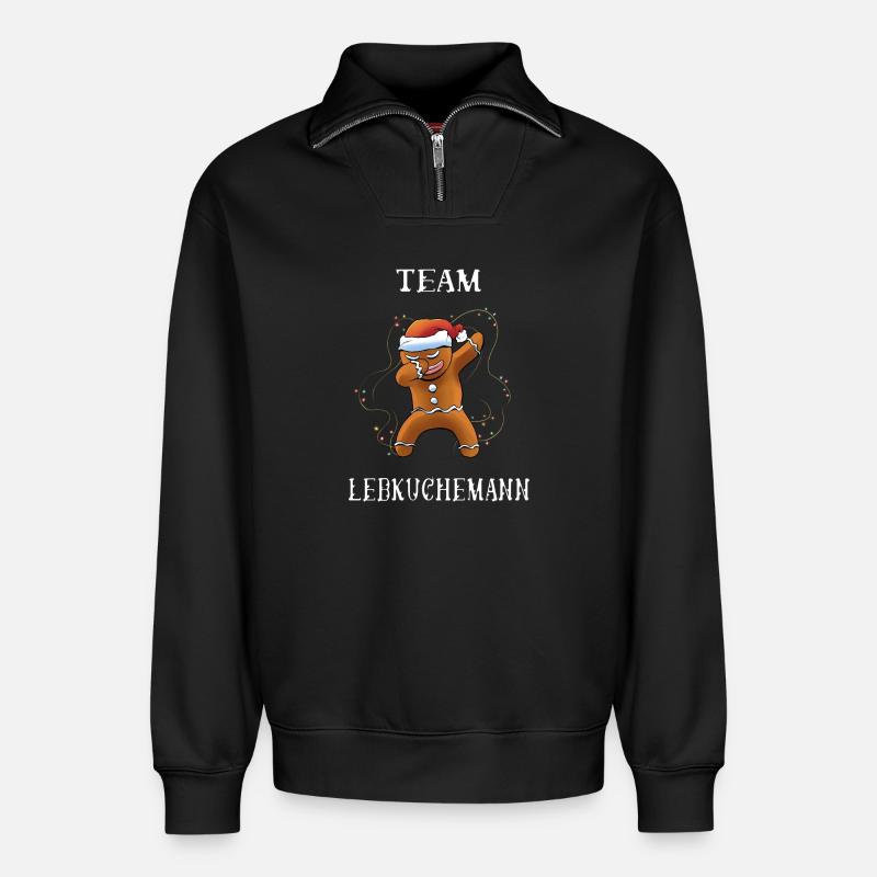 Équipe Gingerbread - Sweat unisexe décontracté en coton biologique à demi-zip – de SPREAD - noir