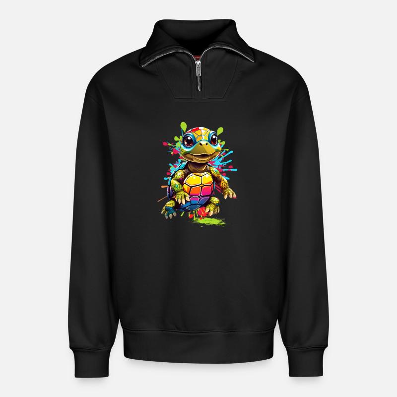 Turtle - Relaxed Unisex Organic Half Zip Sweatshirt – by SPREAD - black
