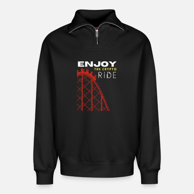 Krypto-Fahrt Achterbahnfahrt - Relaxed Unisex Organic Half Zip Sweatshirt – von SPREAD - Schwarz