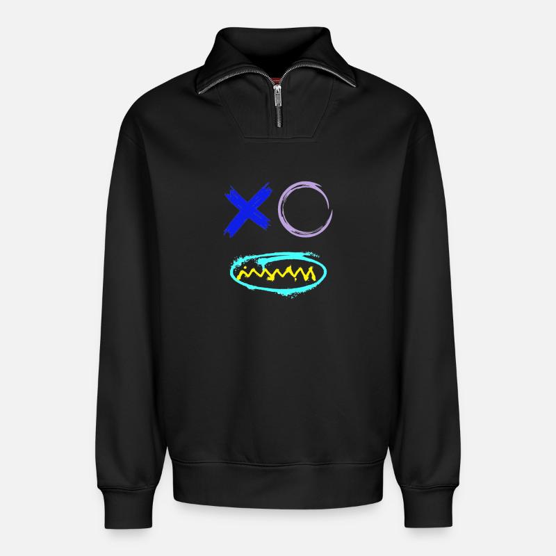 Gesicht Graffiti Zähne - Relaxed Unisex Organic Half Zip Sweatshirt – von SPREAD - Schwarz