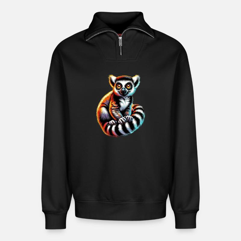 Lemur - Relaxed Unisex Organic Half Zip Sweatshirt – von SPREAD - Schwarz