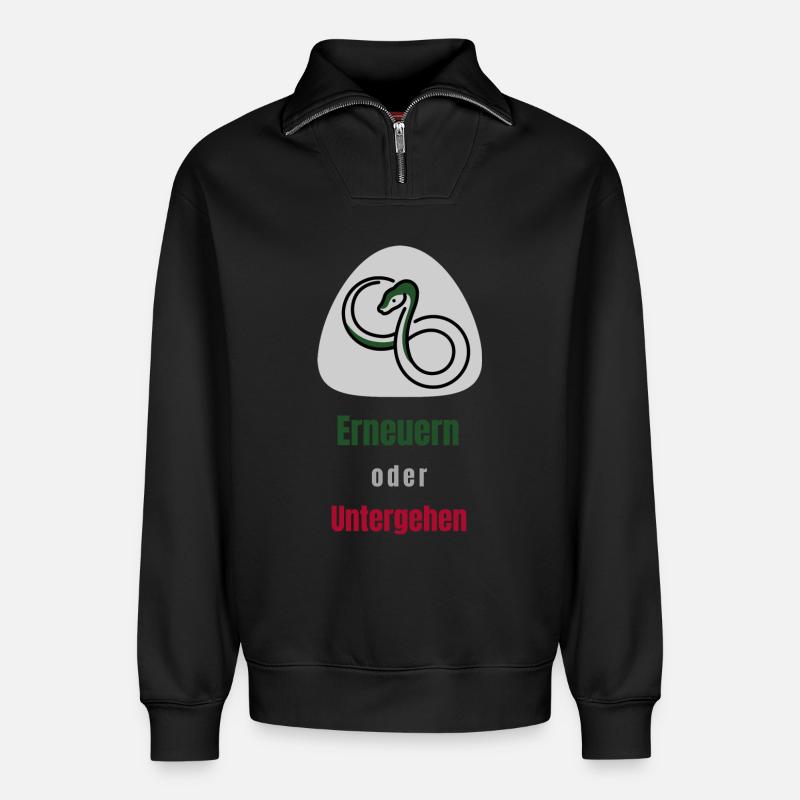 Erneuern oder Untergehen - Relaxed Unisex Organic Half Zip Sweatshirt – von SPREAD - Schwarz