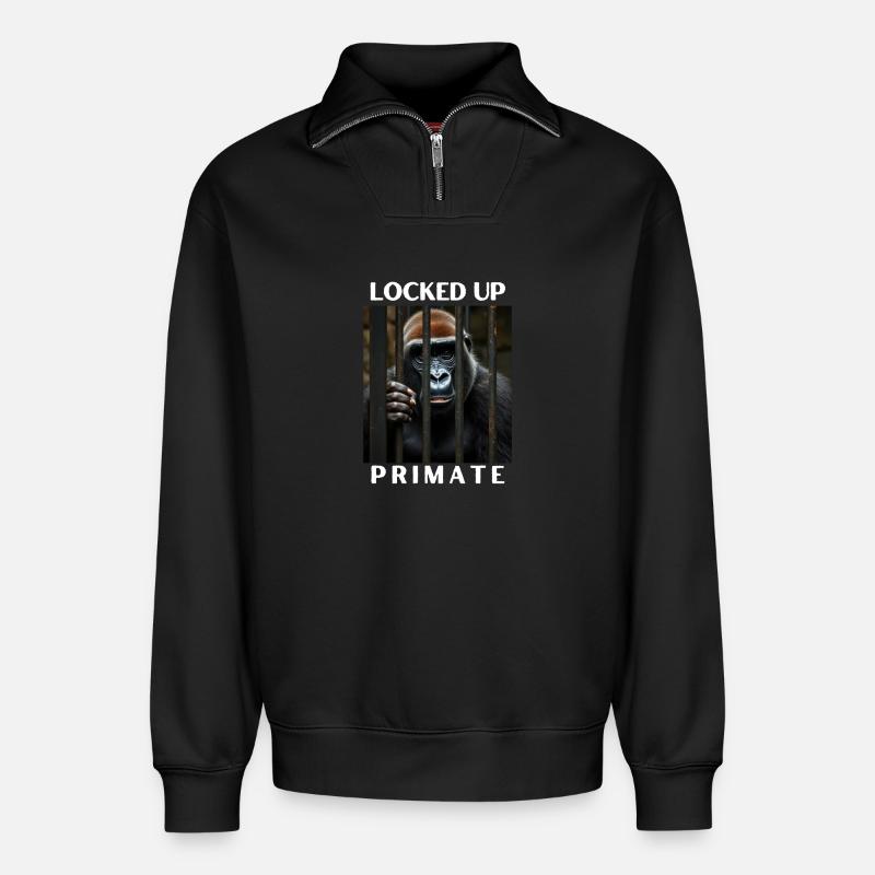 Sur primate fermé - Sweat unisexe décontracté en coton biologique à demi-zip – de SPREAD - noir