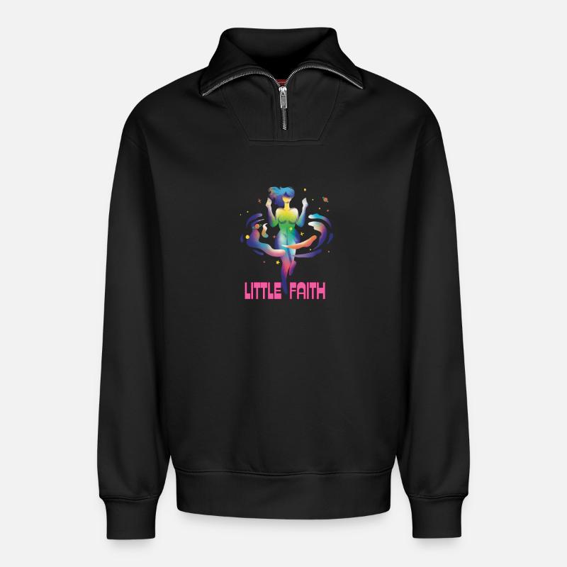 Kleiner Glaubensregenbogen - Relaxed Unisex Organic Half Zip Sweatshirt – von SPREAD - Schwarz