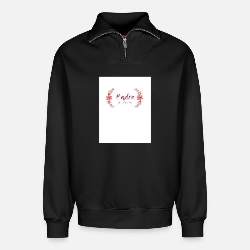 Mutter der Blumenbraut - Relaxed Unisex Organic Half Zip Sweatshirt – von SPREAD - Schwarz