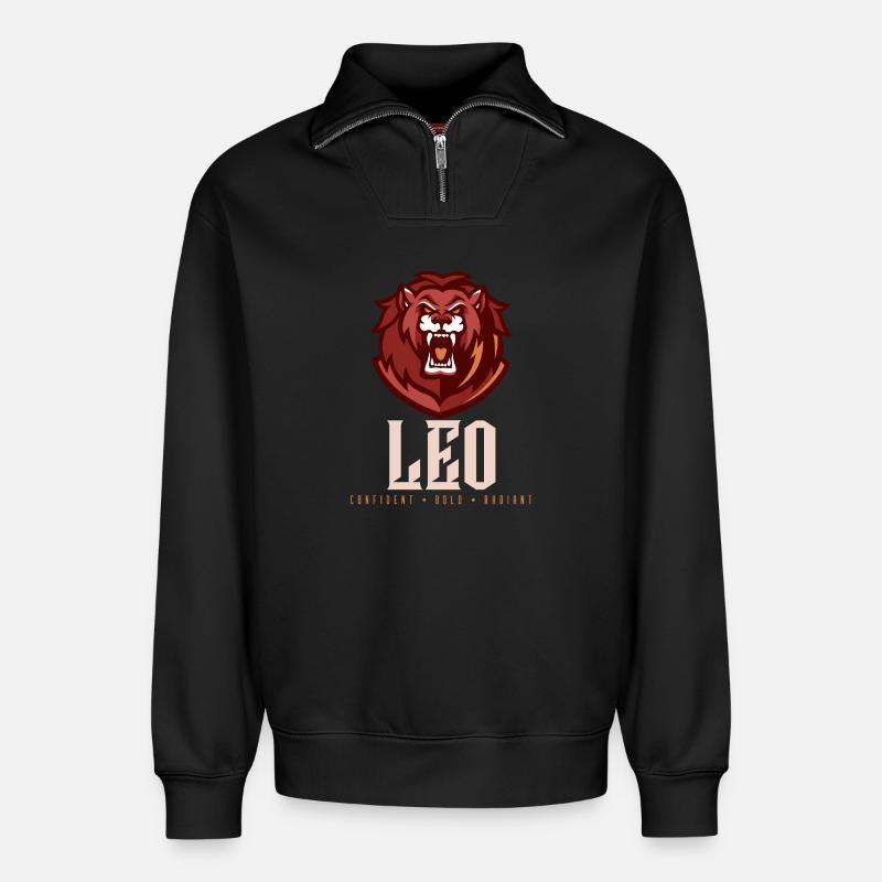 Löwe - Relaxed Unisex Organic Half Zip Sweatshirt – von SPREAD - Schwarz