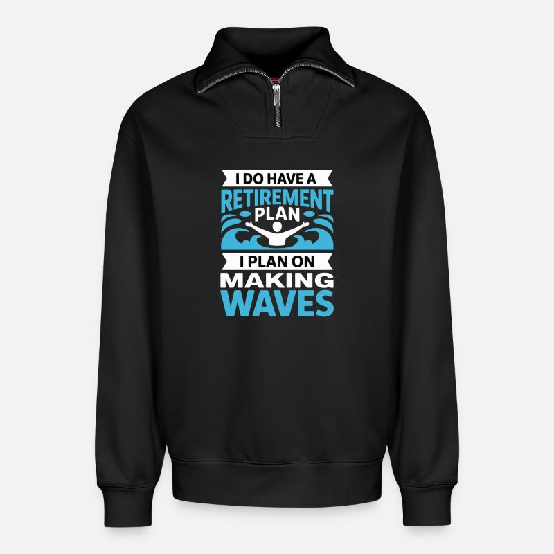 Retirement Plan: Making Waves - Relaxed Unisex Organic Half Zip Sweatshirt – by SPREAD - black