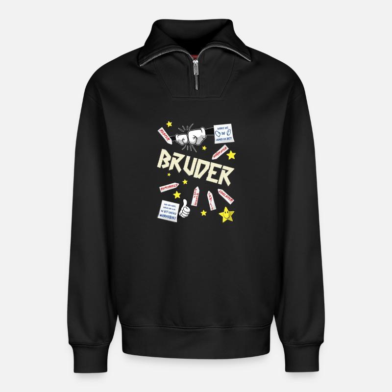 Bruder - Relaxed Unisex Organic Half Zip Sweatshirt – von SPREAD - Schwarz