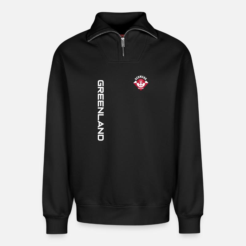 GREENLAND DENMARK | SINCE 1814 - Relaxed Unisex Organic Half Zip Sweatshirt – by SPREAD - black