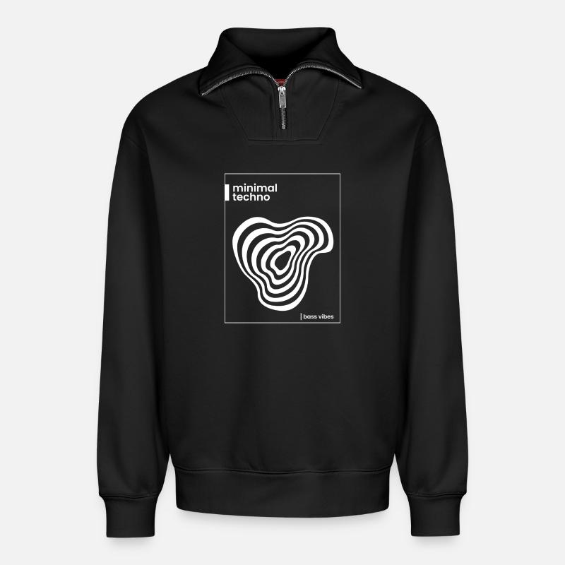 Minimal-Techno-Abstract-Vibe - Relaxed Unisex Organic Half Zip Sweatshirt – von SPREAD - Schwarz