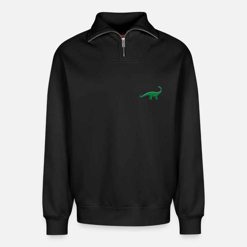 Dino bestickt - Relaxed Unisex Organic Half Zip Sweatshirt – von SPREAD - Schwarz