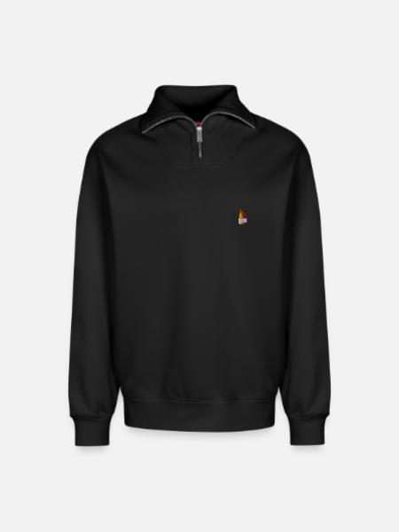 Ketchup and mustard embroidered - Relaxed Unisex Organic Half Zip Sweatshirt – by SPREAD - black
