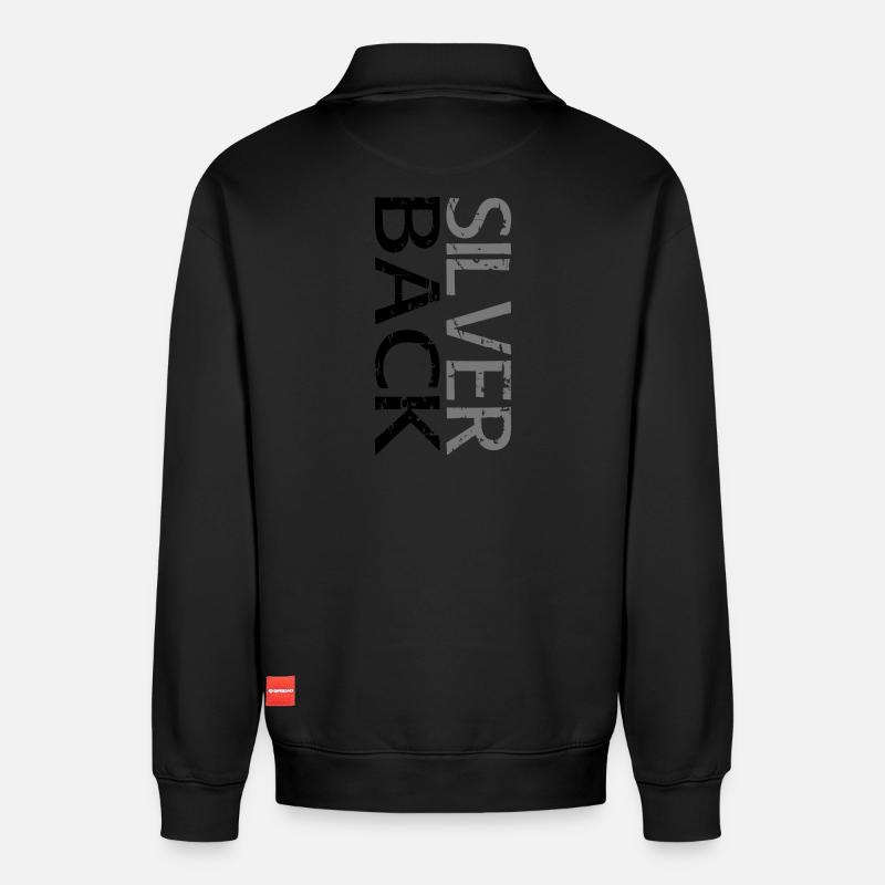 SILVERBACK (à deux lignes) - Sweat unisexe décontracté en coton biologique à demi-zip – de SPREAD - noir