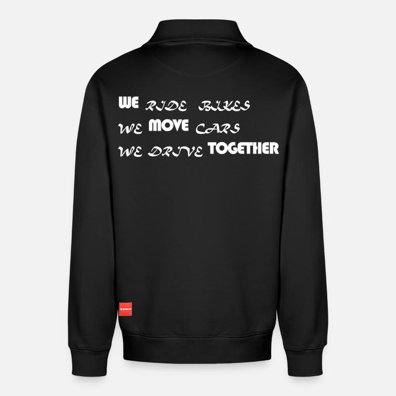 WE MOVE TOGETHER - Relaxed Unisex Organic Half Zip Sweatshirt – von SPREAD - Schwarz