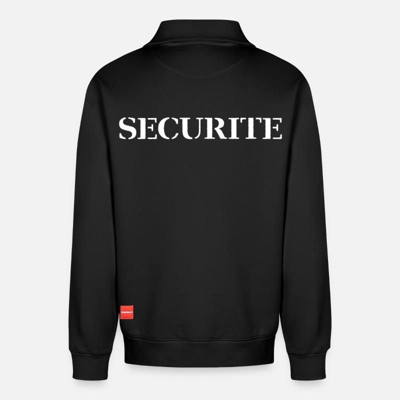 Sicherheit - Relaxed Unisex Organic Half Zip Sweatshirt – von SPREAD - Schwarz