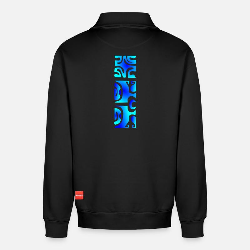 MANA - BLUE LAGOON - Relaxed Unisex Organic Half Zip Sweatshirt – von SPREAD - Schwarz