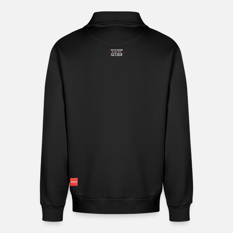 Achterbahnindermittesitzer - Relaxed Unisex Organic Half Zip Sweatshirt – von SPREAD - Schwarz