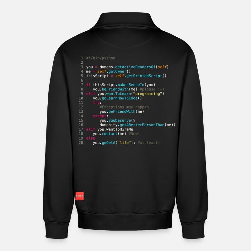 Sei mit Programmierern befreundet (in Python) - Relaxed Unisex Organic Half Zip Sweatshirt – von SPREAD - Schwarz
