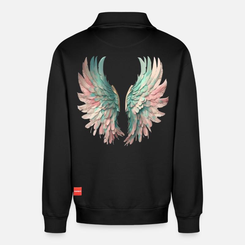 Ätherische Pastellflügel - Relaxed Unisex Organic Half Zip Sweatshirt – von SPREAD - Schwarz