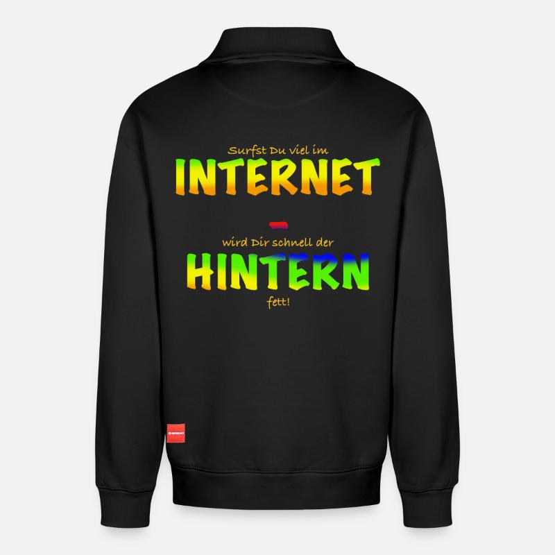 Internet Hintern - Relaxed Unisex Organic Half Zip Sweatshirt – von SPREAD - Schwarz