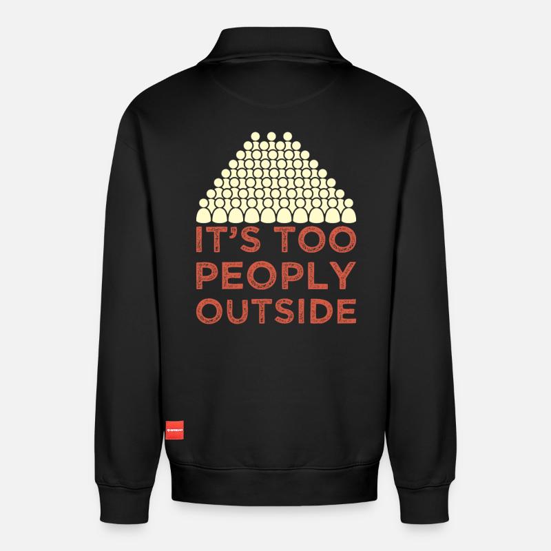 Introvertiert - Relaxed Unisex Organic Half Zip Sweatshirt – von SPREAD - Schwarz
