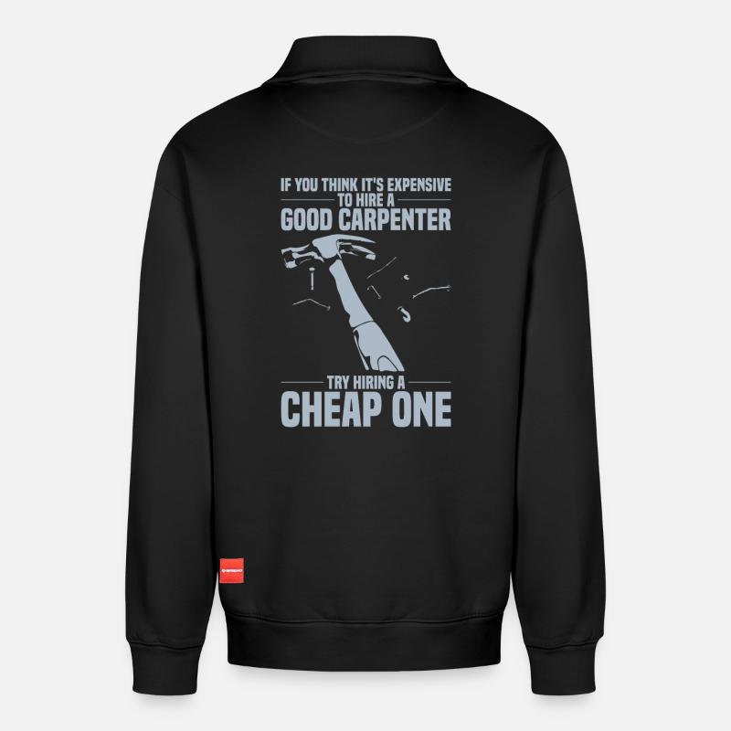 CARPENTER - Relaxed Unisex Organic Half Zip Sweatshirt – by SPREAD - black
