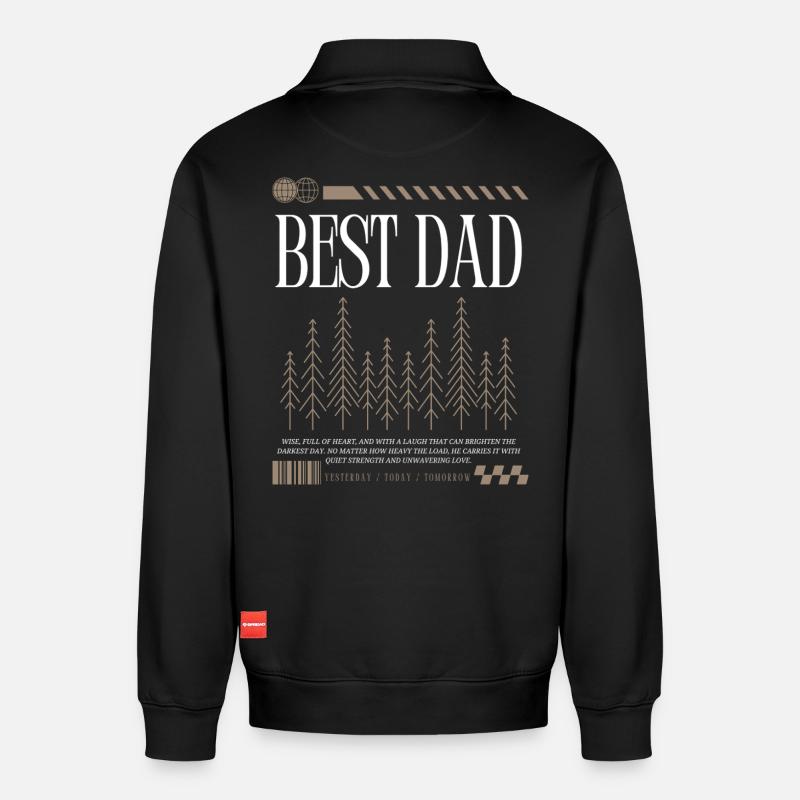 Bester Papa  - Relaxed Unisex Organic Half Zip Sweatshirt – von SPREAD - Schwarz