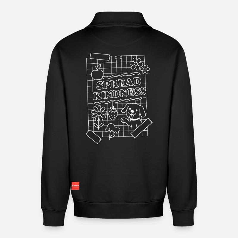 Spread Kindness (weiß) - Relaxed Unisex Organic Half Zip Sweatshirt – von SPREAD - Schwarz