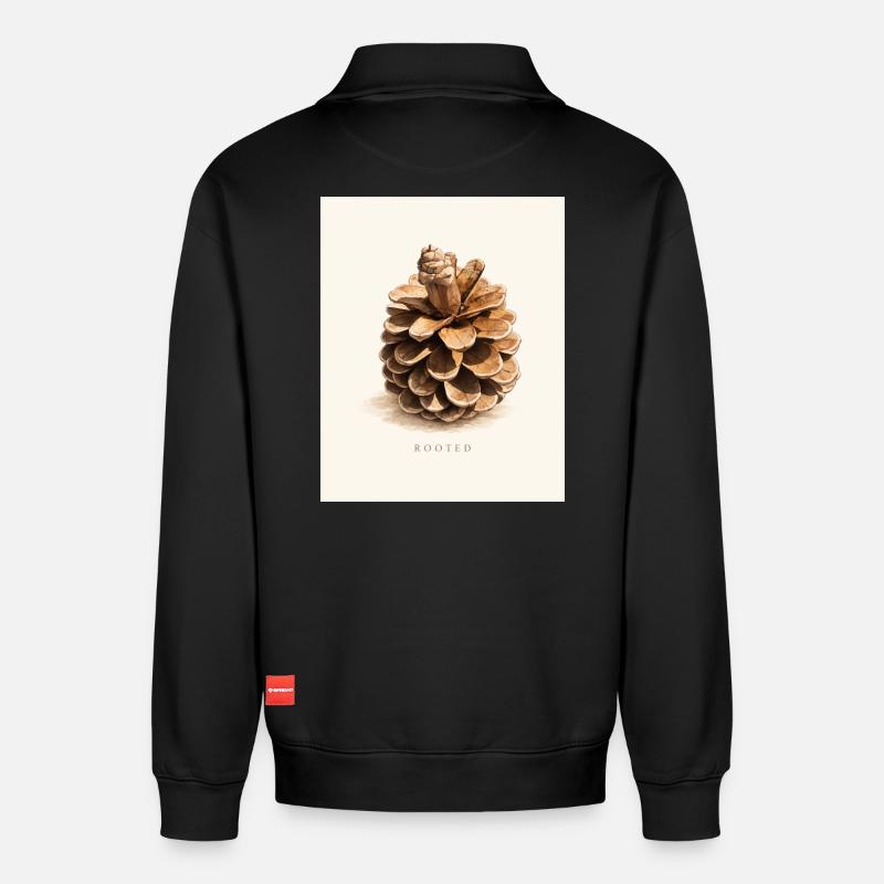 rooted - Relaxed Unisex Organic Half Zip Sweatshirt – by SPREAD - black