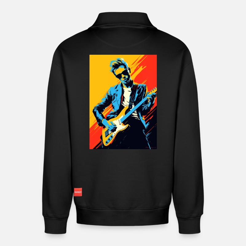 Pop-Art-Rocker - Relaxed Unisex Organic Half Zip Sweatshirt – von SPREAD - Schwarz