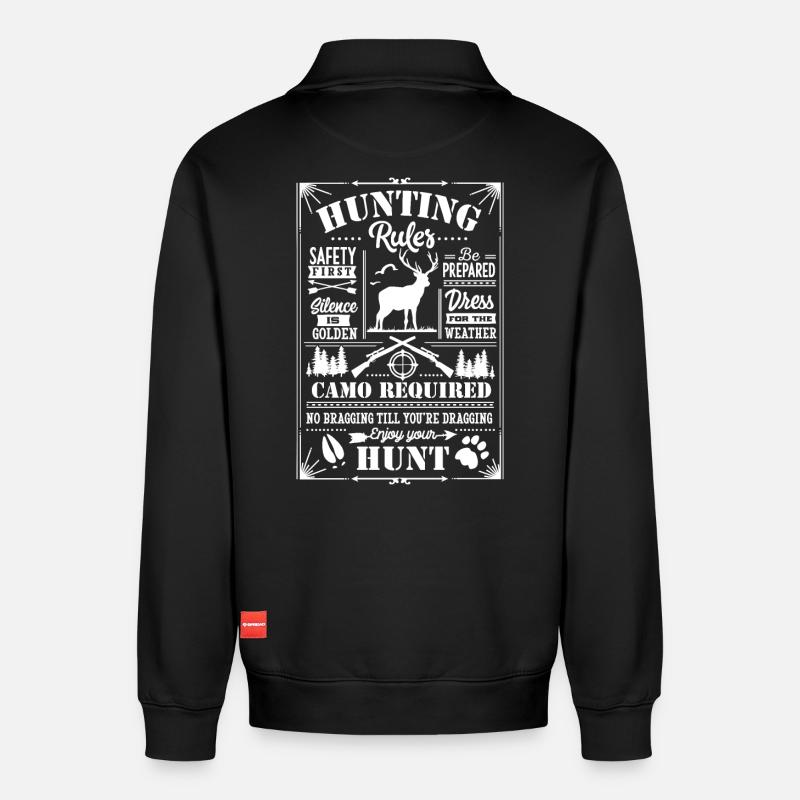 Hunting rules white - Relaxed Unisex Organic Half Zip Sweatshirt – von SPREAD - Schwarz