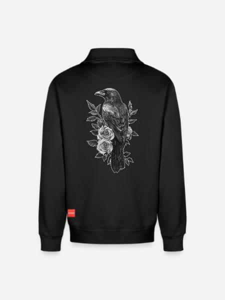 Raven - Relaxed Unisex Organic Half Zip Sweatshirt – by SPREAD - black