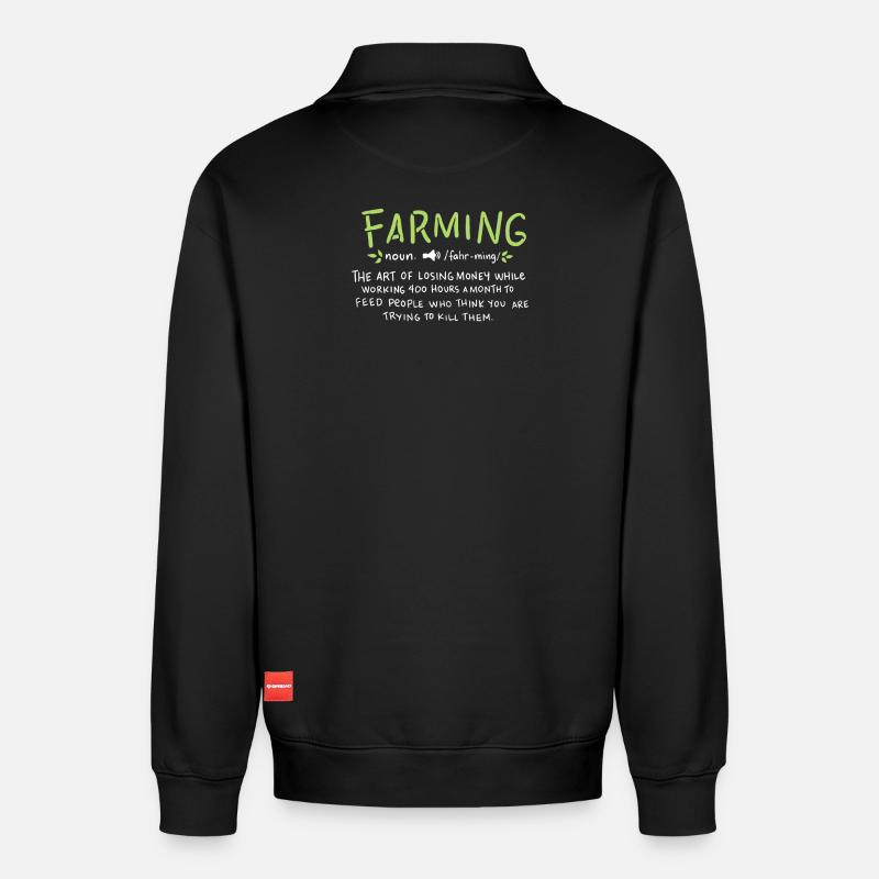FARMING: Farming Definition - Relaxed Unisex Organic Half Zip Sweatshirt – von SPREAD - Schwarz