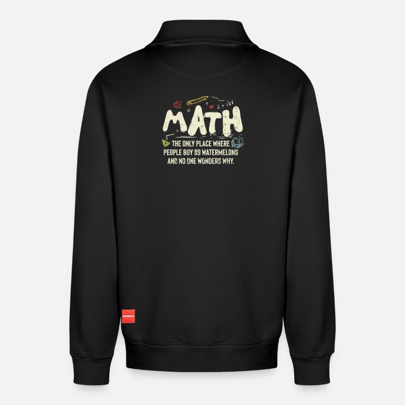 mathematics - Relaxed Unisex Organic Half Zip Sweatshirt – by SPREAD - black