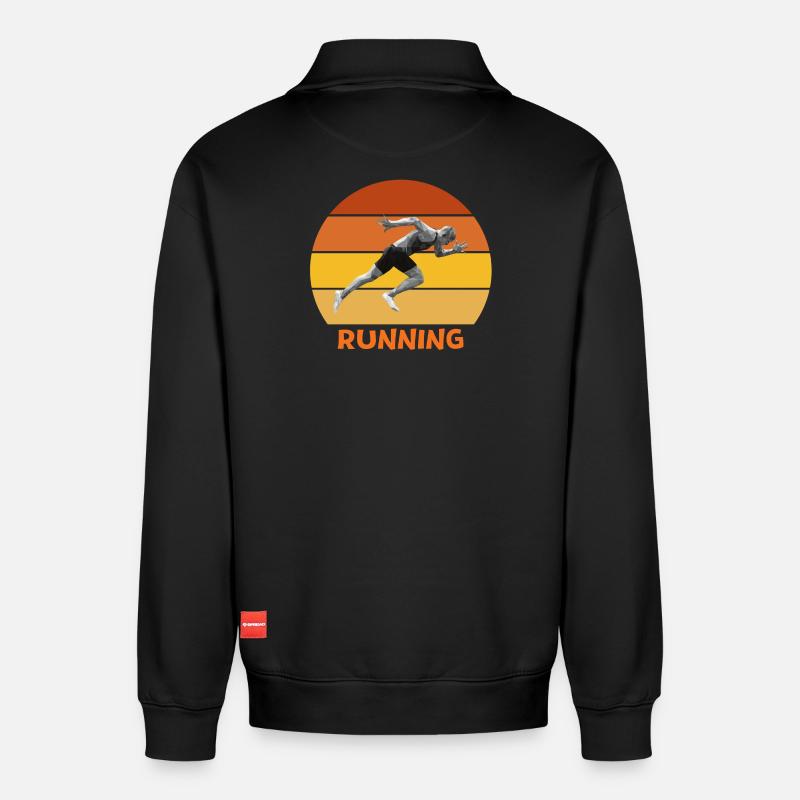 Leichtathletik, Sprint, Laufen - Relaxed Unisex Organic Half Zip Sweatshirt – von SPREAD - Schwarz