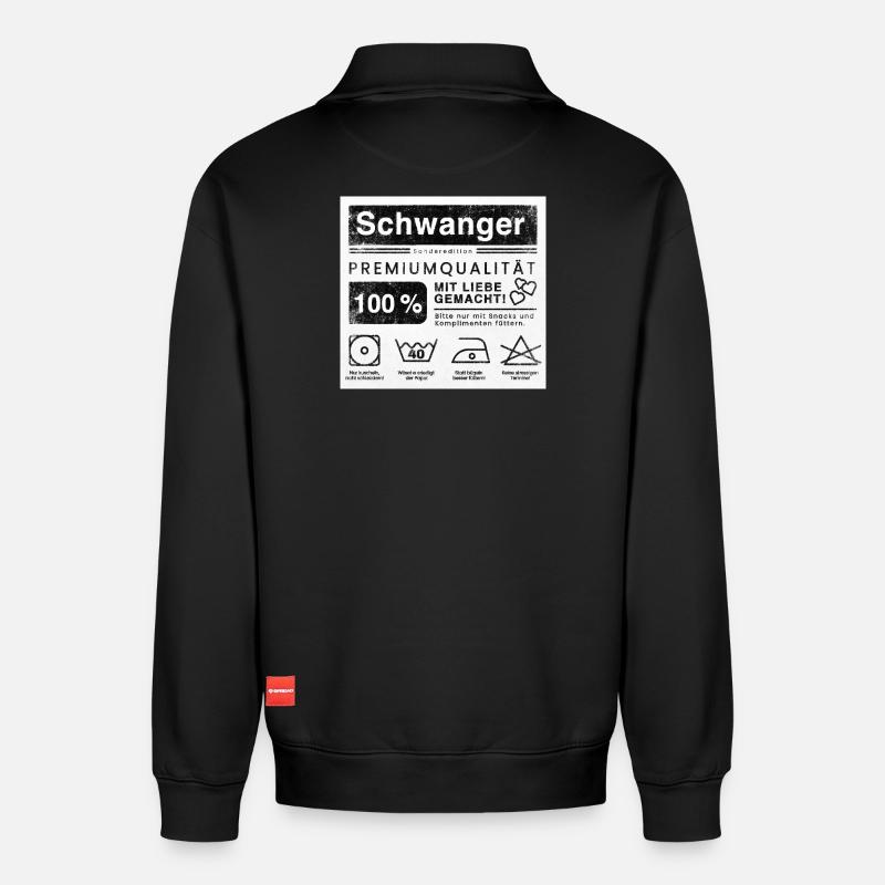 Schwangerschaft Sonderedition  - Relaxed Unisex Organic Half Zip Sweatshirt – von SPREAD - Schwarz